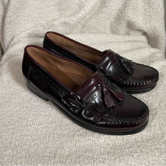 VTG Bass Weejuns Men's Loafer Size 10EE Burgundy Kiltie Tassel Dress Shoe‎ - Picture 2 of 7